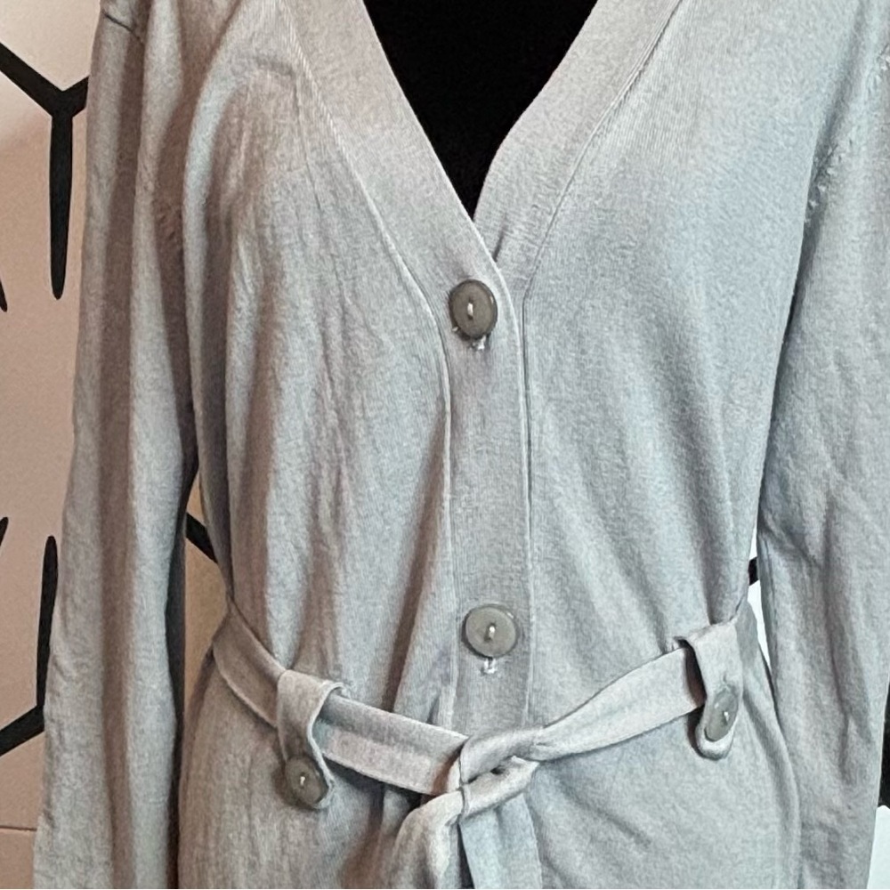 Grace Elements Gray Button-Front Belted Cardigan Size L - Picture 5 of 12